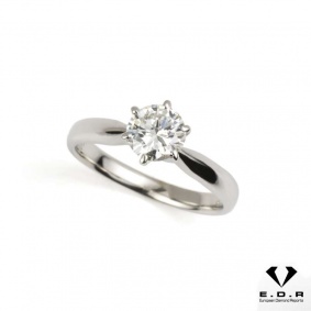 18k White Gold Round Brilliant Cut Diamond Ring 0.78ct G/VVS2
